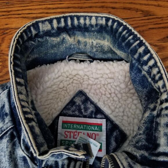 Vintage 90s Heavy Duty Fleece-Lined Acid-Washed Denim Jacket - Picture 4 of 7